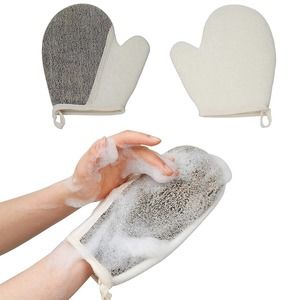 Exfoliating Bath Gloves Soft Linen Terry Cloth - Showering Massage Spa Scrubber